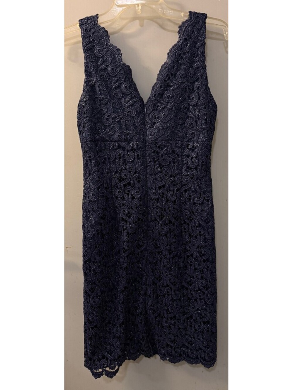 Adrianna Papell for E! Live From the Red Carpet Navy Metallic Lace Dress 6 - Picture 3 of 6